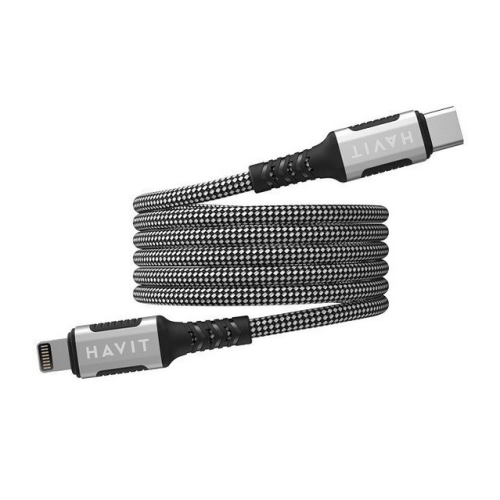 Cablu de date Havit CB6298, USB-C male - Lightning, 1 m, Black-Grey
