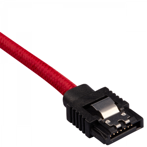 Cabluri de date Corsair Premium sleeved, SATA-SATA, 0.30m, Red, 2buc