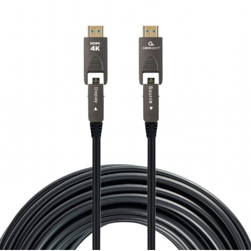 Cablu Gembird CCAP-HDMIDD-AOC-30M, HDMI-A male/HDMI-D male - HDMI-A male/HDMI-D male, 30m, Black