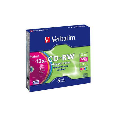 CD-RW Verbatim 12x, 700MB, 5buc, Jewel Case