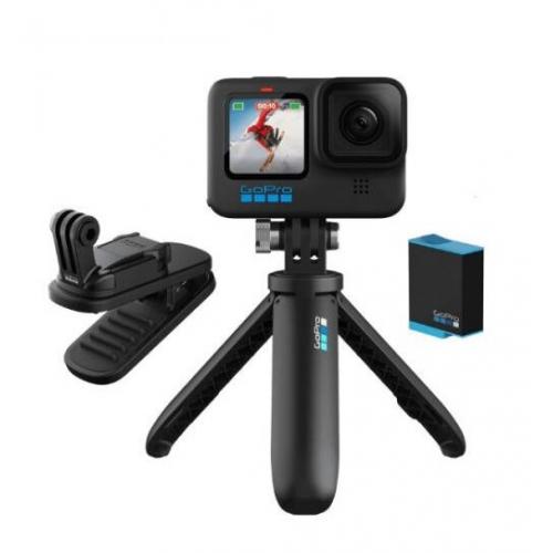 Camera Video Actiune GoPro H10B, Black + Trepied + Acumulator + Montura Magnet