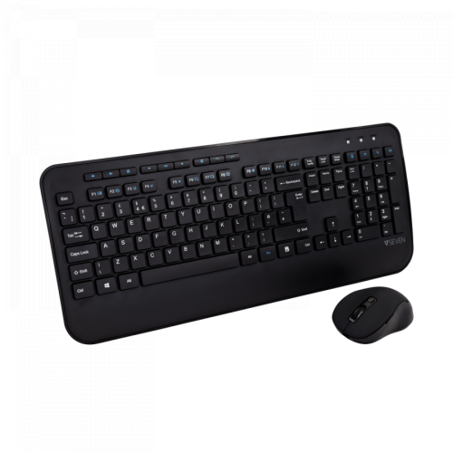 Kit Wireless V7 CKW300UK - Tastatura, Layout UK, USB, Black + Mouse Optic, USB, Black