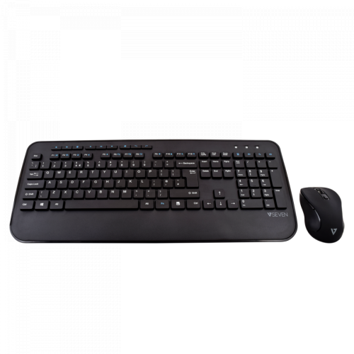 Kit Wireless V7 CKW300UK - Tastatura, Layout UK, USB, Black + Mouse Optic, USB, Black