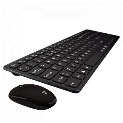 Kit Wireless V7 CKW550UKBT - Tastatura, Layout UK, Bluetooth/USB Wireless, Black + Mouse Optic, USB, Black