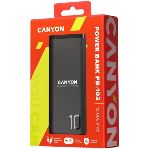 Baterie Portabila Canyon CNE-CPB010B, 10000mAh, 1x USB, Black