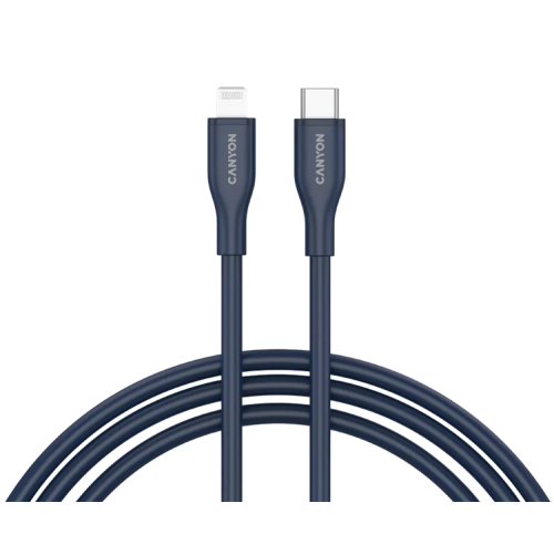 Cablu de date Canyon CLNM60, USB-C - Lightning, 1 m, Dark Blue