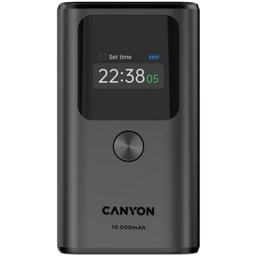 Baterie portabila Canyon OnPower 130, 10000 mAh, 2 x USB-C, 1 x USB-A, Dark Grey