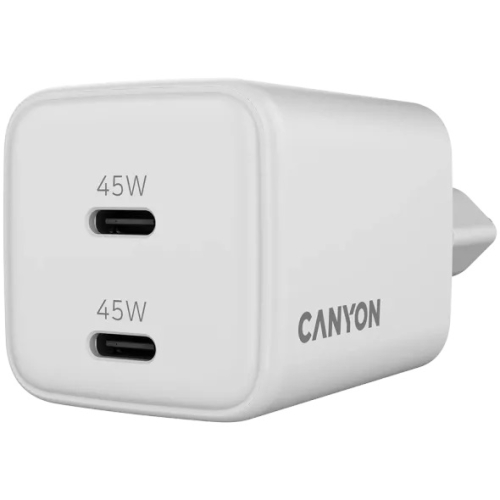 Incarcator retea Canyon CU45CC GaN, 2 x USB-C, 45W, White