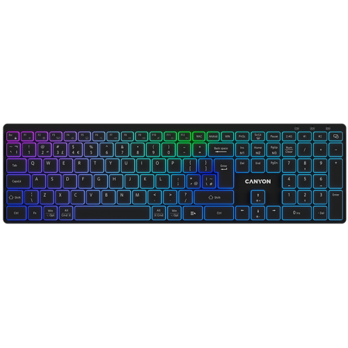 Tastatura Canyon HKB-W11, RGB LED, USB Wireless/Bluetooth, Black