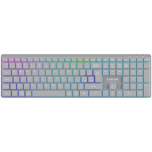 Tastatura Canyon HKB-W11, RGB LED, USB Wireless/Bluetooth, Grey