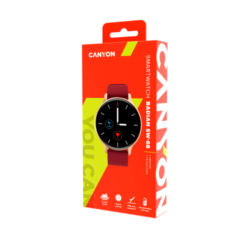 Smartwatch Canyon SW-68 Badian, 1.28inch, Curea Silicon, Red