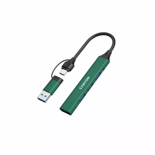 Hub USB Canyon DS-02, 1 x USB-A 3.0, 3 x USB-A 2.0, Green