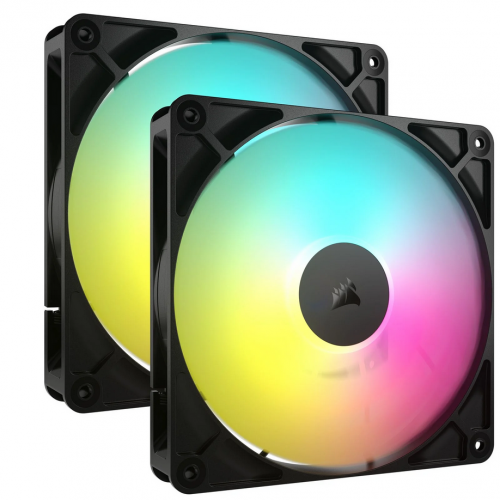 Ventilator Corsair RS140 ARGB PWM, ARGB LED, 140mm, Black, 2 bucati