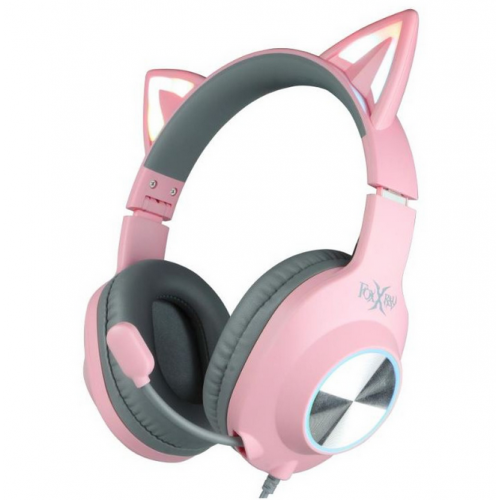 Casti cu microfon FoxXray BAL-62 ShinyCat, 3.5mm jack, Pink