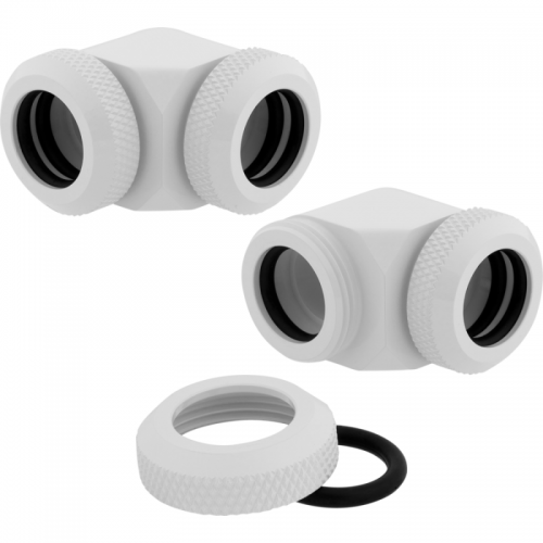 Conectori watercooling Corsair Hydro X Series XF Hardline 90 12mm OD Fitting Twin Pack, White