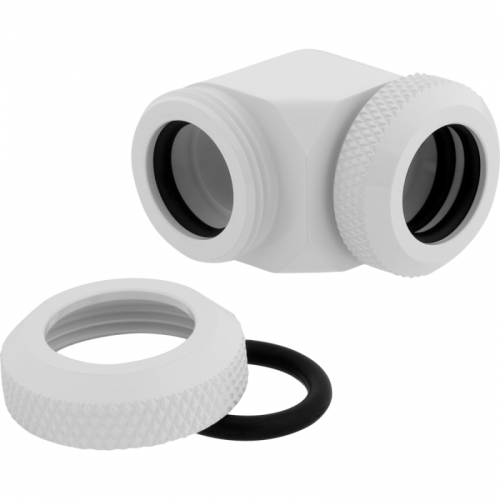 Conectori watercooling Corsair Hydro X Series XF Hardline 90 12mm OD Fitting Twin Pack, White