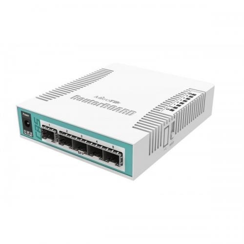 MIKROTIK Cloud Router Switch 106-1C-5S, 1* CPU core count, RAM: 128 MB ,Flash Storage: 16 MB, 1* Ethernet Combo ports, 5* SFP ports. Serialport: RJ45