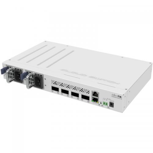 SWITCH MIKROTIK CRS504-4XQ-IN, 1 x 10/100Mbps, 4 x 100 QSFP28 , Procesor: 650 MHz, 64MB RAM, 16MB flash, dimensiuni: 320 x 185 x 44 mm, racier: 2 vantilatoare.IP 20.