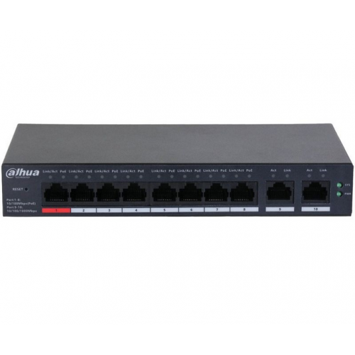 Switch Dahua CS4010-8ET-110, 8 porturi, PoE