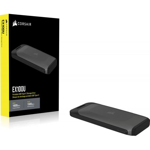 SSD portabil Corsair EX100U 2TB, USB-C 3.2, Black-Grey