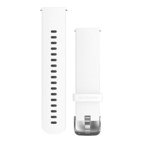 Curea ceas Garmin Vivoactive 3, Replacement band, silicone, culoare ALB cu stainless steel, 2 marimi incluse