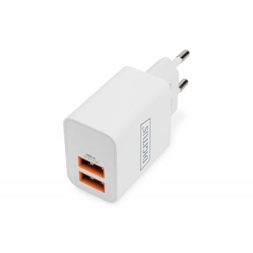 Incarcator retea Digitus by Assmann DA-10061, 2x USB-A, 2.4A, White