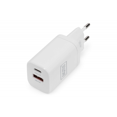Incarcator retea Digitus by Assmann DA-10062, 1x USB-A, 1x USB-C, 20V, 3A, White