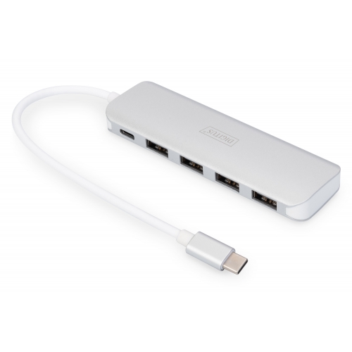 Hub USB Digitus by Assmann DA-70242-1, 4x USB 3.0, 1x USB-C, Silver