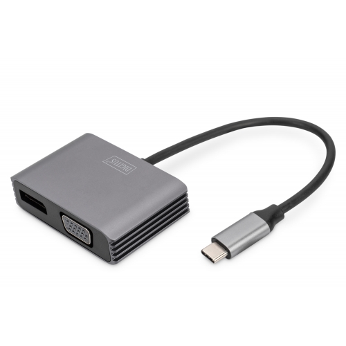 Adaptor Digitus by Assmann DA-70827, USB-C - DisplayPort + VGA, Black