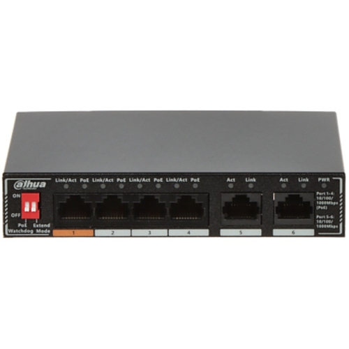 Switch Dahua DH-SG1006P, 4 porturi, PoE