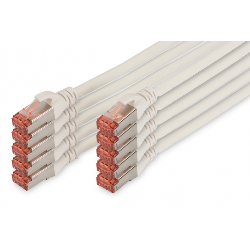 Patch Cord Digitus by Assmann DK-1644-005-WH-10, S/FTP, Cat6, 0.5m, White, 10 bucati
