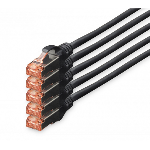 Patch Cord Digitus by Assmann DK-1644-100-BL-5, S/FTP, Cat6, 10m, Black, 5buc
