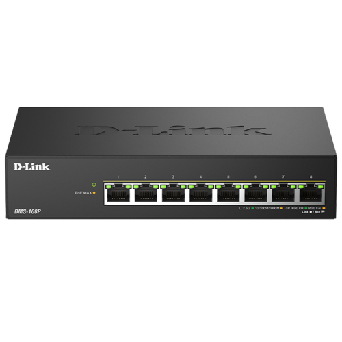 Switch DLink DMS-108P, 8 porturi, PoE