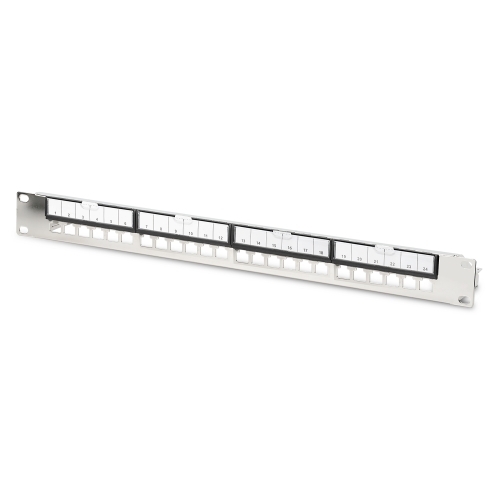 Patch Panel Digitus by Assmann DN-91411-G, 19 inch, 1U, Keystone, Cat. 6a, 24 porturi, Silver