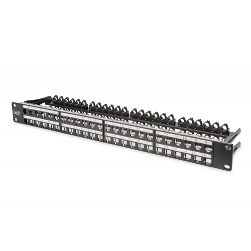 Patch Panel Digitus by Assmann DN-91424, 19inch, 1U, 48 porturi, Cat6a, Keystone, Black