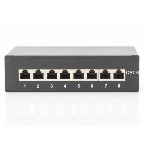Patch Panel Digitus by Assmann DN-91608SD, 10inch, 1U, 8 porturi, Cat6, STP, Black