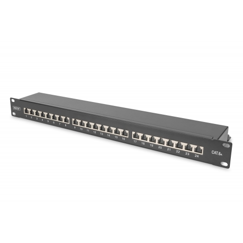 Patch Panel Digitus by Assmann DN-91624S-EA-B, 19inch, 1U, 24 porturi, Cat6a, STP, Black