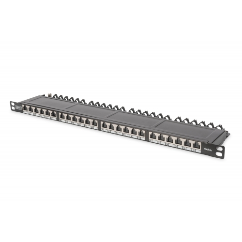 Patch Panel Digitus by Assmann DN-91624S-SL-EA, 19inch, 0.5U, 24 porturi, Cat6a, STP, Black