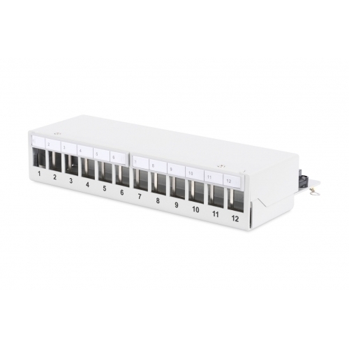 Patch Panel Digitus by Assmann DN-93706, 10inch, 1U, 12 porturi, Keystone, White