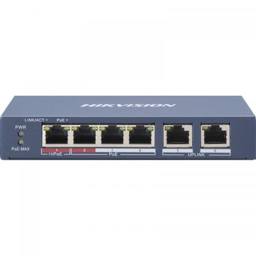Switch Hikvision DS-3E0106HP-E, 4 porturi, PoE