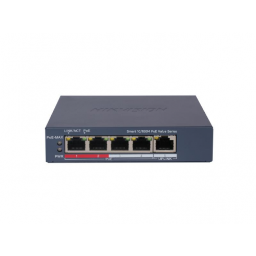 Switch Hikvision DS-3E1105P-EI/M(V2), 4 porturi, PoE