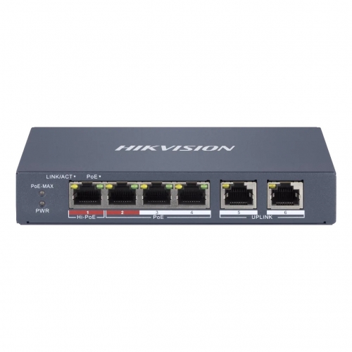 Switch Hikvision DS-3E1106HP-EI, 4 porturi, PoE