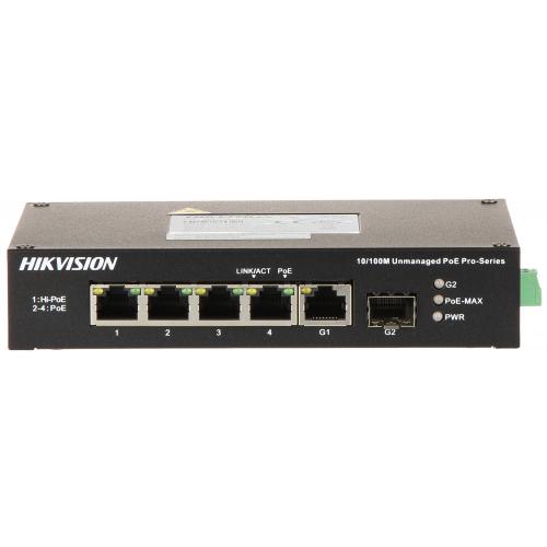 Switch Hikvision DS-3T0306HP-E/HS, 4-port, HiPOE