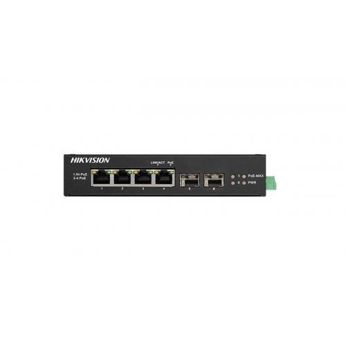 Switch Hikvision DS-3T0506HP-E/HS, 4 porturi (3 PoE, 1 Hi-PoE)