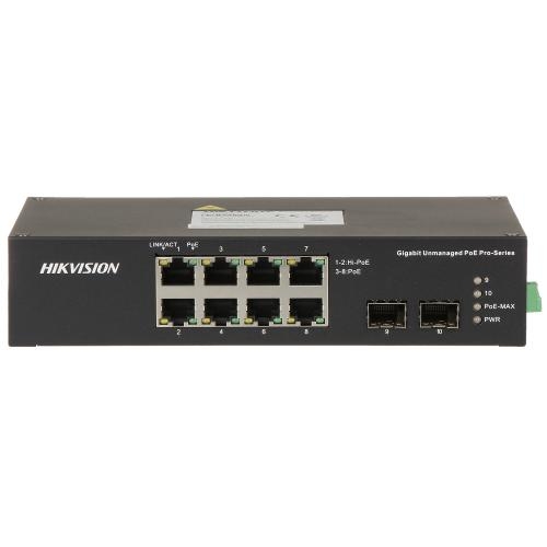 Switch Hikvision DS-3T0510HP-E/HS, 8-Port, PoE