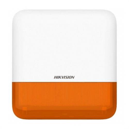 Sirene de exterior wireless AXPRO Hikvision DS-PS1-E-WE(Orange Indicator), frecventa de operare: 868 MHz, comunicare bidirectionala Tri-X wireless protocol, distanta de comunica RF: 1600metri, criptare: AES-128, 2 x tamper, Strobe light BLUE, nivel sonor: