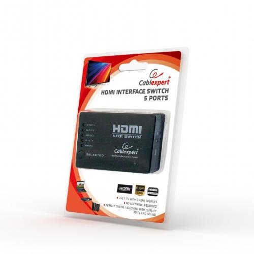Switch KVM Gembird, 5x HDMI, Black
