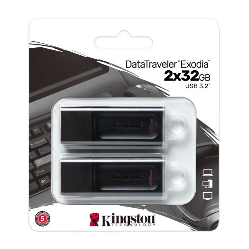 Stick memorie Kingston DataTraveler Exodia 32GB, USB 3.0, Black-White, 2 Pack