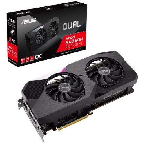 Placa video ASUS Radeon RX 6750 XT DUAL O12G, 12GB GDDR6, 1‎92-bit