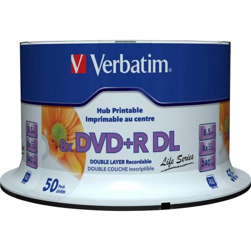 DVD+R imprimabil Verbatim DL 8X, 8.5GB, 50buc, Spindle